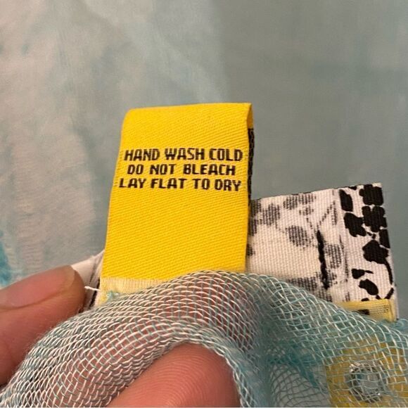 Peace of Cake teal aqua Mermaidcore lightweight coastal gauze scarf 23x72 - Picture 8 of 11